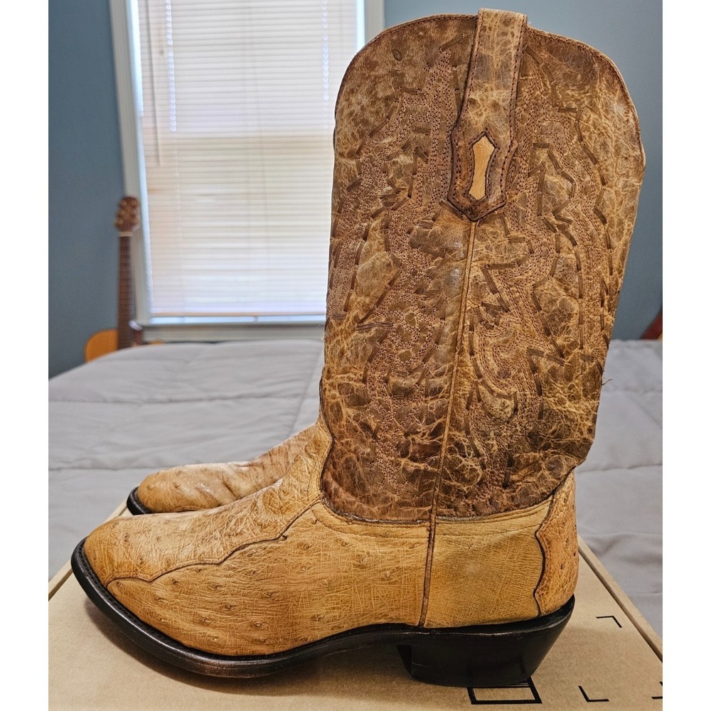 Corral® (Men's 11.5 D) Ostrich Embroidery Western Boots in Ivory - $320 - Picture 2 of 11